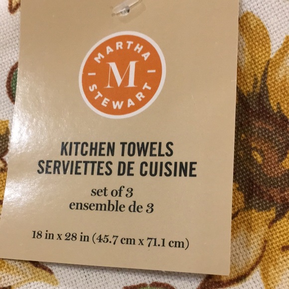 Martha Stewart Sunflower Kitchen Towels Set of 3 NWT Cotton 18x28” - Picture 3 of 16